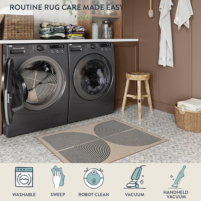 Lahome Rainbow Easy Jute Rug, 2x3 Farmhouse Kitchen Rugs Non Slip Washable - Image 5
