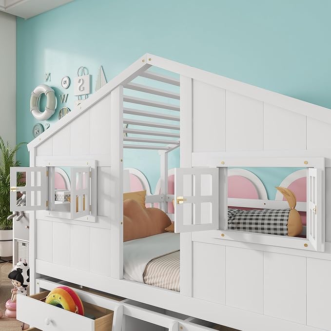 KEIKI Full Size Wooden House-Shaped Loft Bed - Image 6