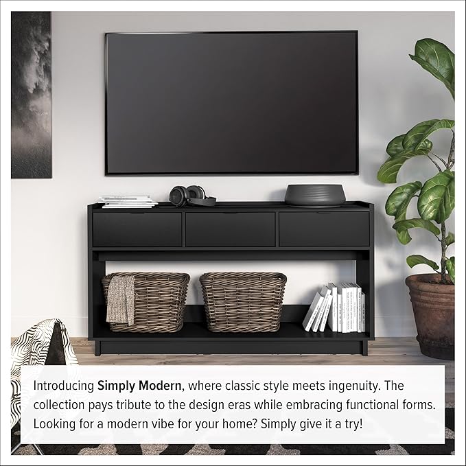 Prepac Black Simply Modern Entryway Table, Narrow Console Table - Image 9