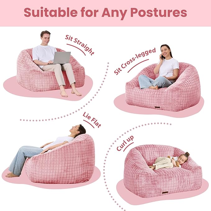 Bean Bag Chairs for Adults, Giant Beanbag Sofa Comfy Reading Chair, Oversized - Image 7