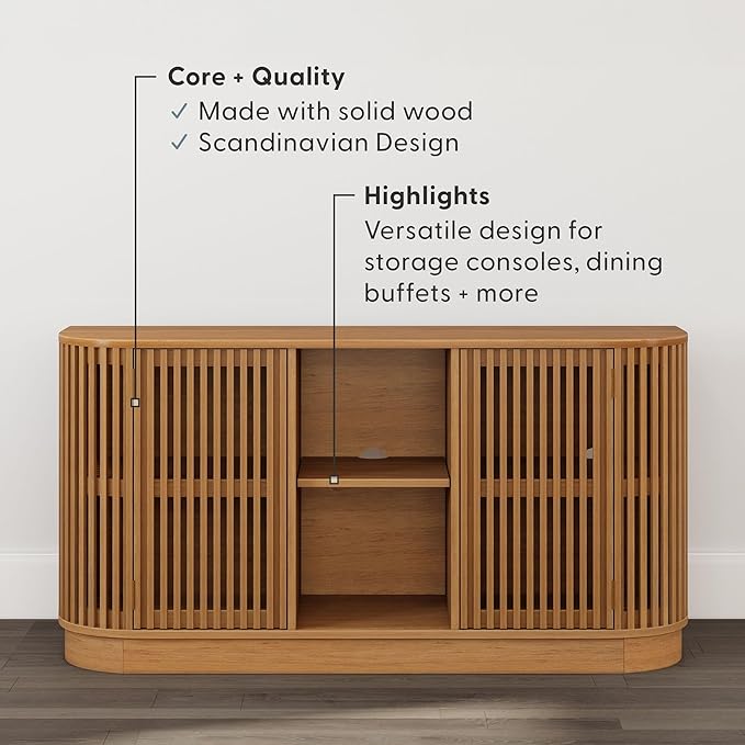 Plank+Beam Contour Wood TV Stand, Two Door Solid Wood Entertainment Console - Image 4
