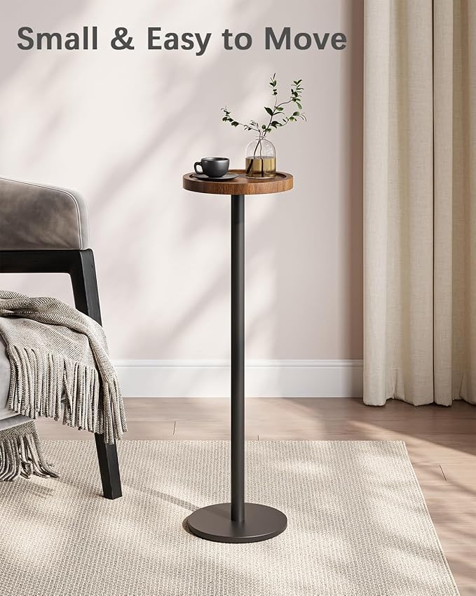 Drink Table, Small Pedestal Side Table, Round Cocktail Table, Circle End Table - Image 4
