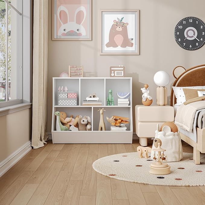 HOOBRO Kids Bookshelf, Bookcase Footboard, Toy Storage Cubby, Children's Toy - Image 6