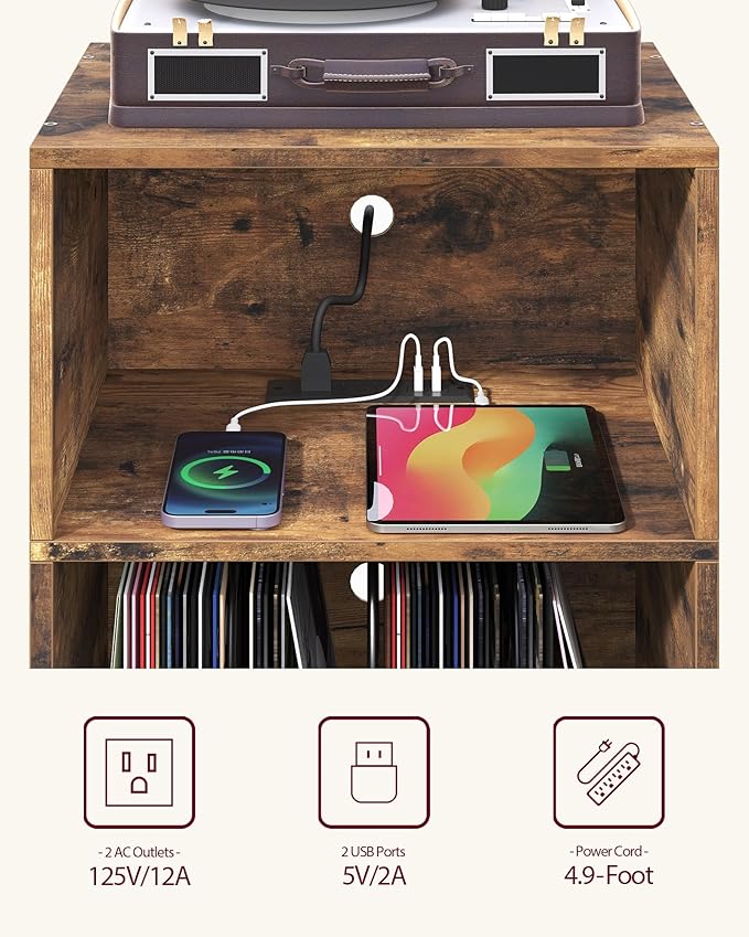 Record Player Stand, 3-Tier Side End Table - Image 3