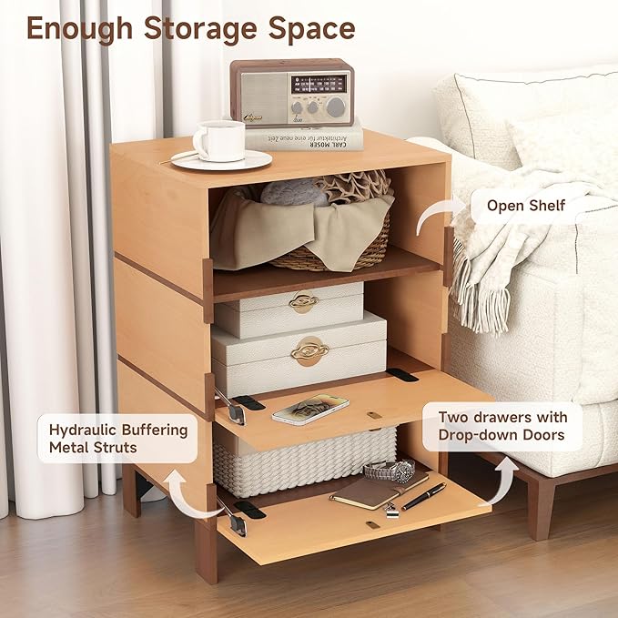 Sebastack End Table, Customizable 3 Drawers Bedside Table, Night Stand - Image 3