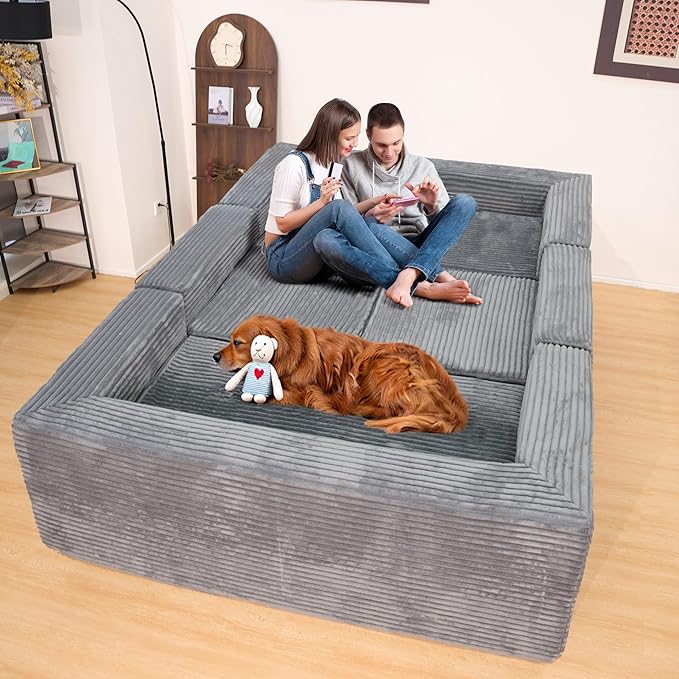 KEIKI 135" U Shape Sectional Sofa, 6-Seater Modular Couch - Image 4