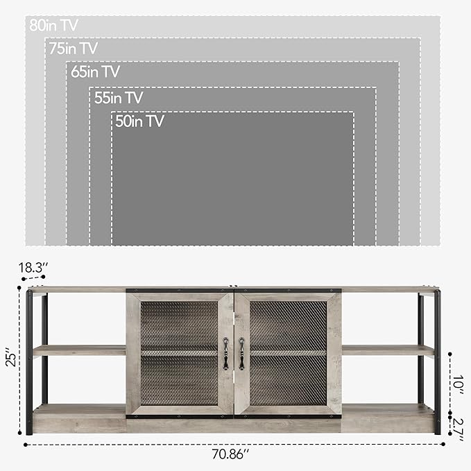 GarveeHome Farmhouse TV Stand for 75/80 Inch TVs, Entertainment Center - Image 7