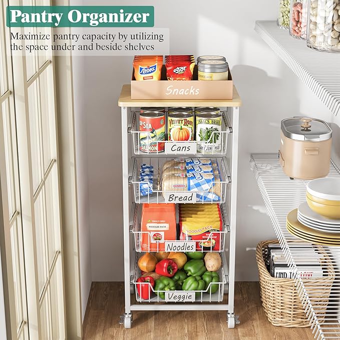 Fruit Vegetable Basket for Kitchen Pantry Storage Organizer, 5-Tier Metal - Image 3