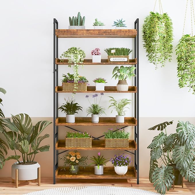 HCHQHS Bookshelf, Adjustable Industrial Bookcase, Vertical Tall Book Shelf - Image 7