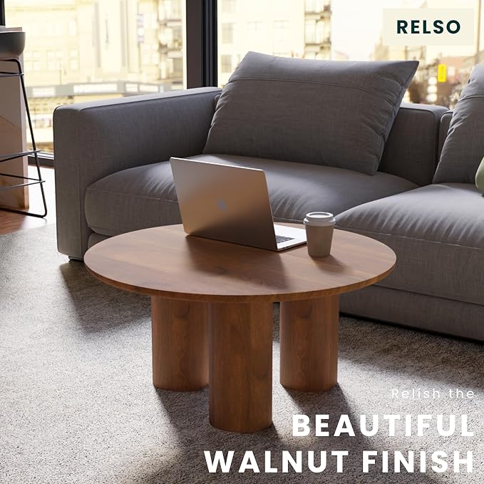Relso Gaia Round Coffee Table, Natural Mango Wood Coffee Table - Image 4
