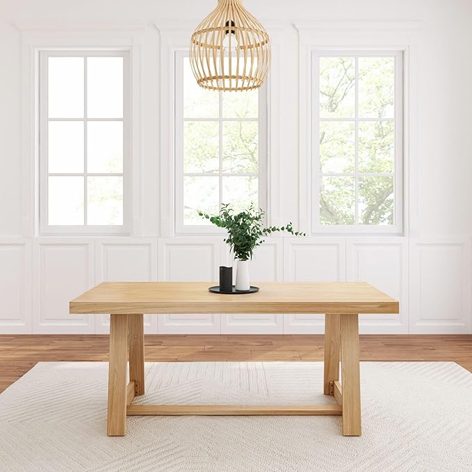 Plank+Beam72 Inch Farmhouse Dining Table, Solid Wood Rustic Kitchen Table - Image 2