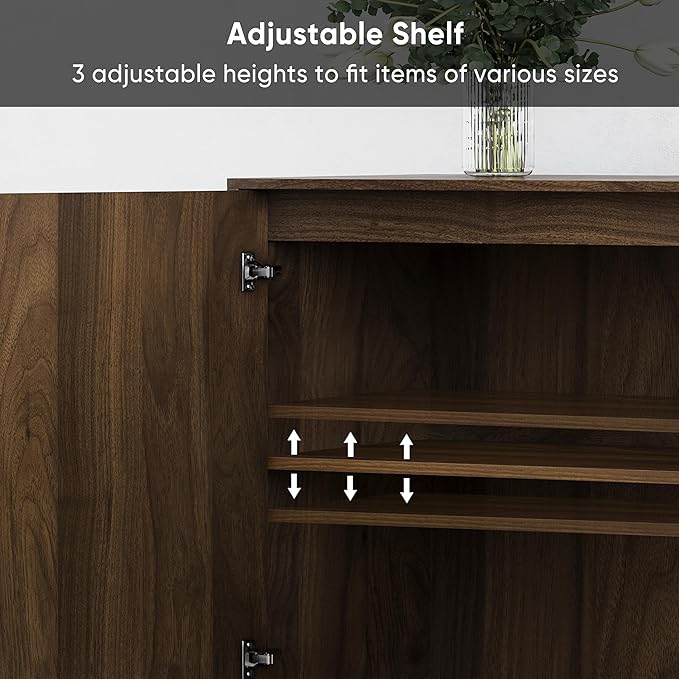Smuxee Walnut Sideboard Cabinet, Freestanding Buffet Cabinet - Image 4