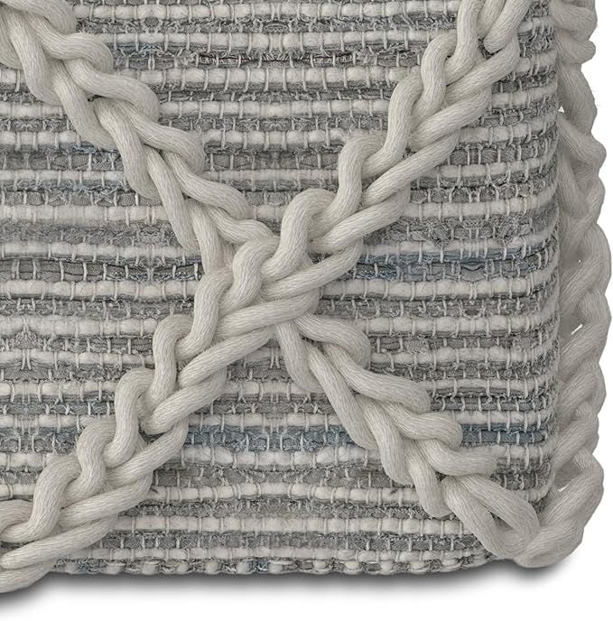 SIMPLIHOME Cowan Contemporary Square Pouf in Grey, Natural Handloom Woven - Image 6