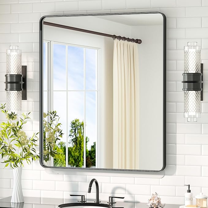 TETOTE Black Vanity Mirror 30 x 36 Inch Matte Metal Black Frame Mirror by TETOTE