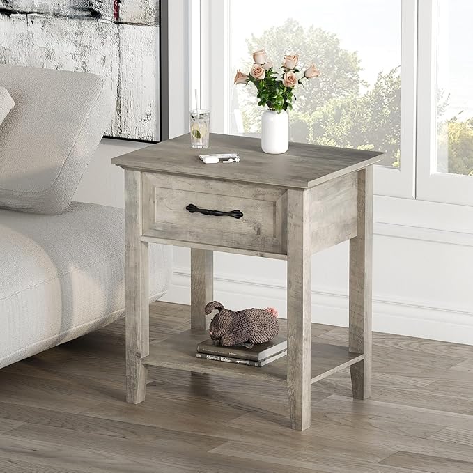 IDEALHOUSE Grey Nightstand, End Table - Image 4