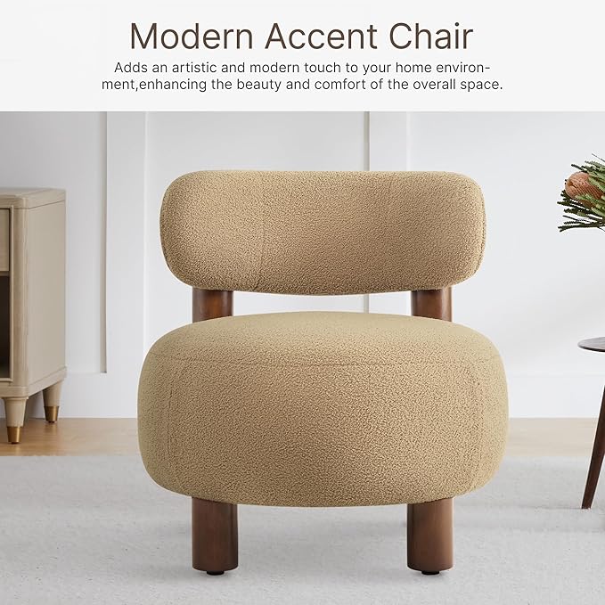 Modern Boucle Accent Chair Set of 2, - Image 5