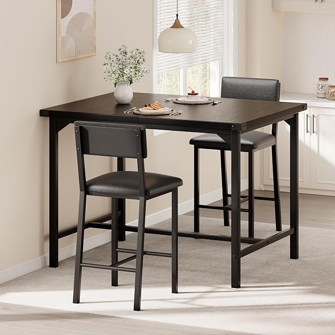 IDEALHOUSE Dining Table Set for 2 w/Counter Height Table & 2 Upholstered Bar - Image 4