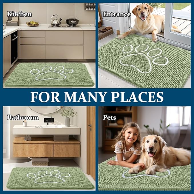 OLANLY Door Mat for Muddy Dog Paws 47x24, Ultra Absorbent Chenille Mud Doormat - Image 8