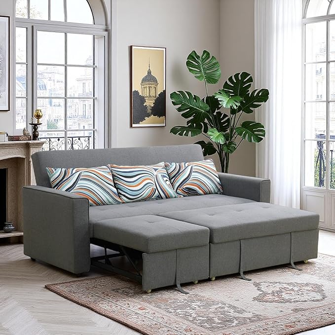 77 Inch Convertible Pull Out Sofa Bed, Sleeper Couch - Image 6