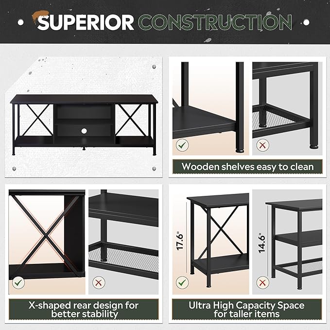 WLIVE TV Stand up to 65 Inch TV, Industrial TV Console - Image 7