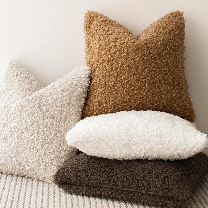 Foindtower 2 Pieces 22x22 Inch Bronze, Faux Fur Throw Pillow Cover Accent - Image 6