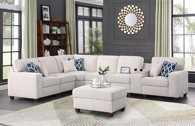 127" L-Shaped Sectional Couch by Unknown