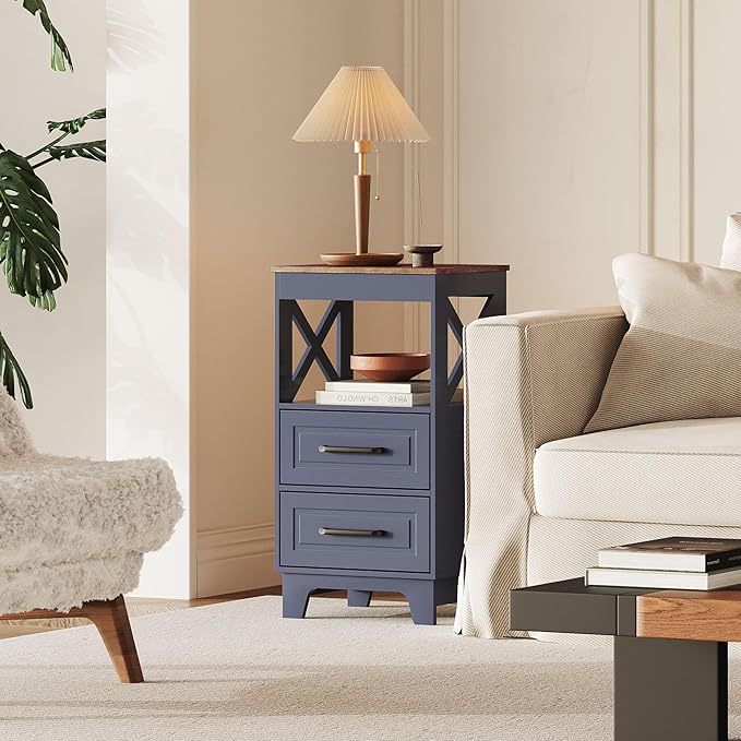 Tall Nightstand Set of 2 Side Table - Image 2