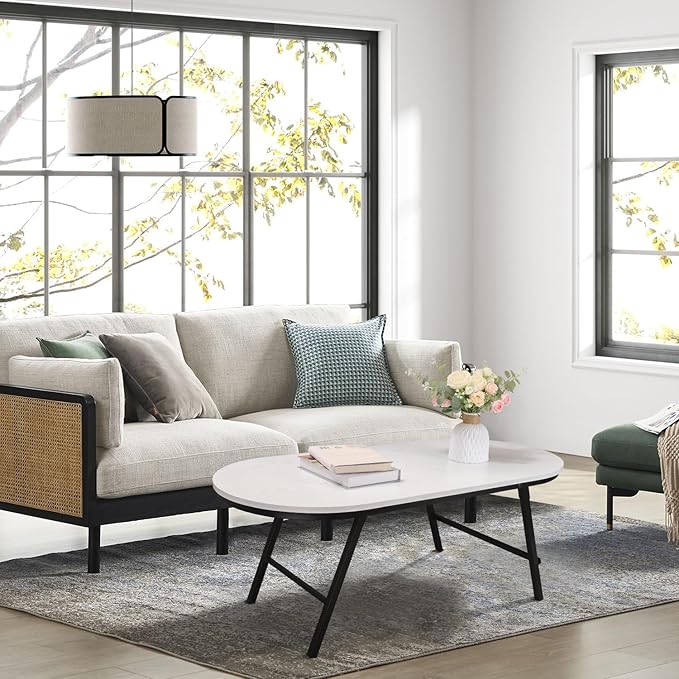 Small Oval Coffee Table Wooden Low Coffee Table - Image 6