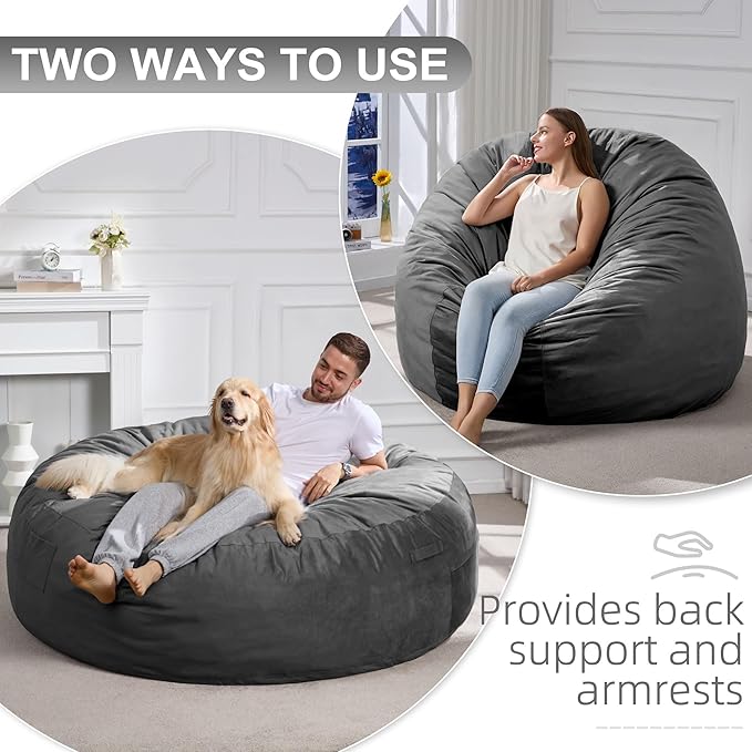 Hobestluk 6FT Bean Bag Chair Bean Bag Chairs - Image 4