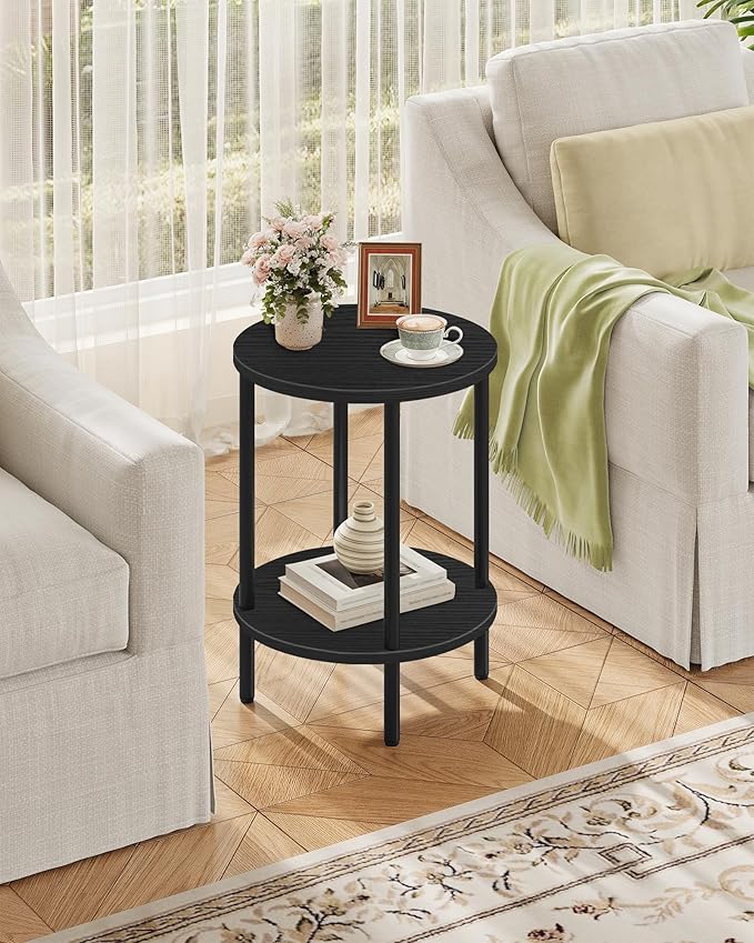 Round Side Table, 2-Tier End Table, Small Side Table - Image 4