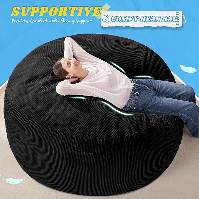 HABUTWAY 6FT Bean Bag Chair, Giant Bean Bag Chairs - Image 5