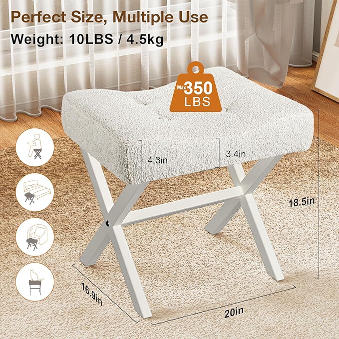 18-Inch Large Vanity Stool Chair, Vanity Bench - Image 3