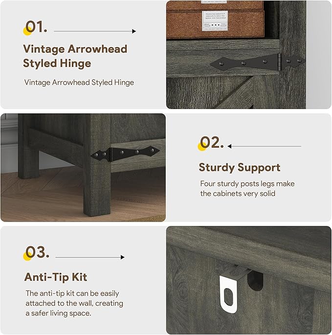 Buffet Sideboard with Storage Farmhouse with 4 Doors, Dining Room - Image 8