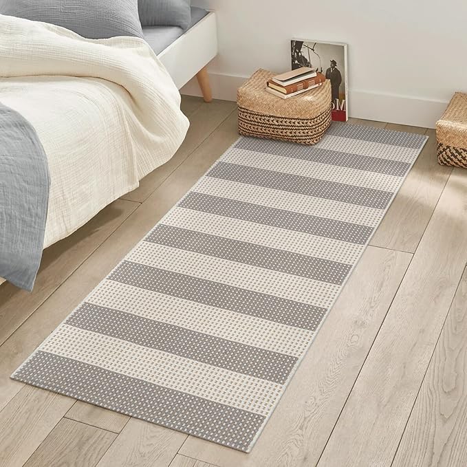 OJIA Front Door Rug 24"x51" Washable Checkered Rug Cotton Woven Small Outdoor - Image 8