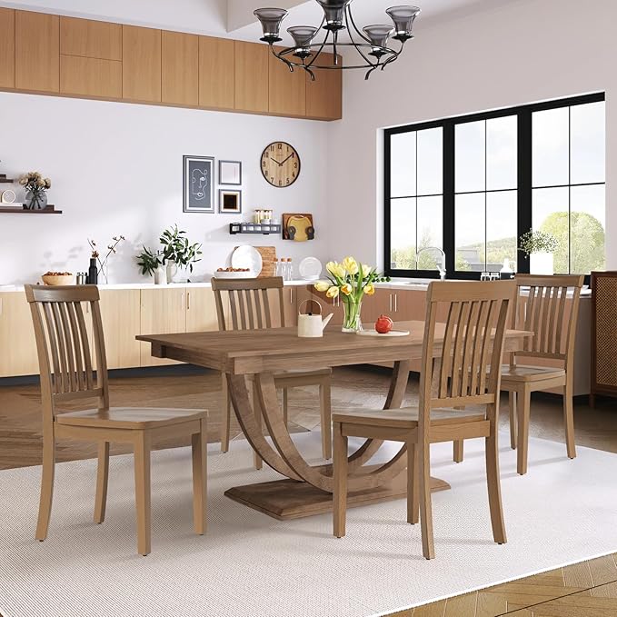 COLAMY Wooden Dining Chairs Set of 6, Solid Rubberwood Kitchen & Dining Room - Image 8