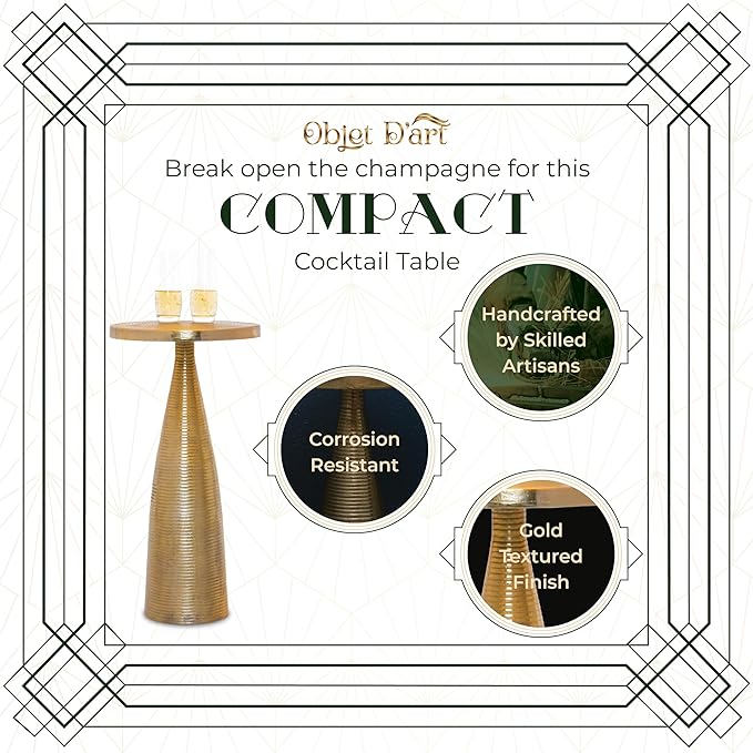 OBJET D'ART Small Round Gold End Tables, Vintage Metal Accent, Coctail and - Image 5