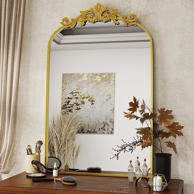 Vintage Arched Bathroom Mirror, 24x36 Inch Retro Wall Mounted Vanity Mirror - Image 2