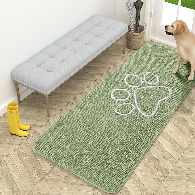OLANLY Door Mat for Muddy Dog Paws 59x24, Ultra Absorbent Chenille Mud Doormat by OLANLY