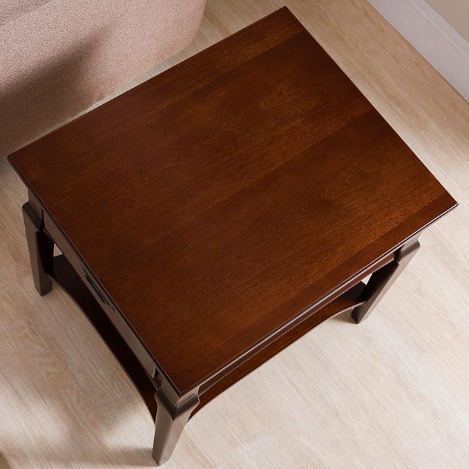 Leick Home Stratus End Table, 1 Drawer, Display Shelf, Solid Wood, 30 in x 12 - Image 2