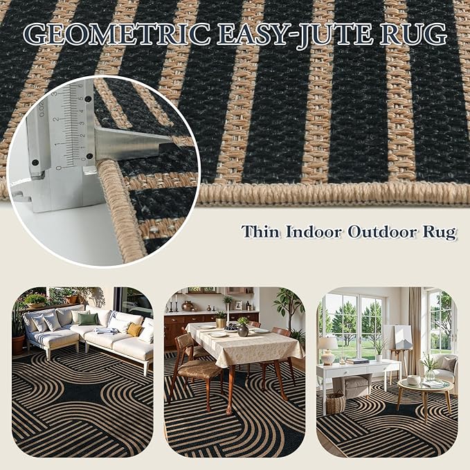 Lahome Modern Geometric Easy Jute Rug, 6x9 Area Rugs - Image 3