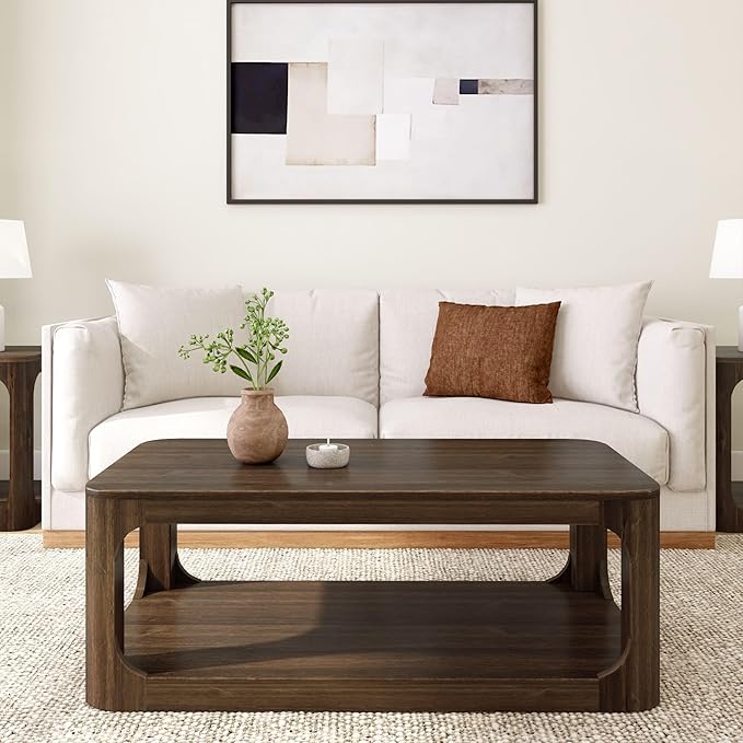 Plank+Beam Forma Coffee Table, Solid Wood 48 Inch Modern Coffee Table - Image 3