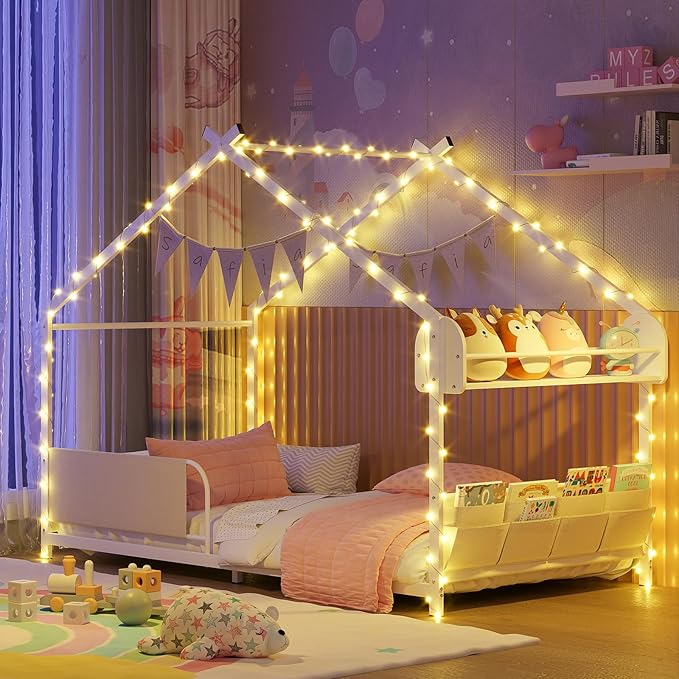 Timy House Shape Twin Size Montessori House Bed Metal Floor Bed - Image 4