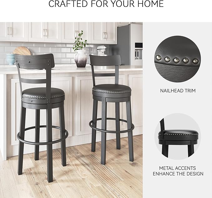 Signature Design by Ashley Valebeck 30.38" Casual Pub Height Upholstered Swivel - Image 5