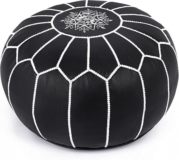 Marrakesh Gallery Genuine Leather Round Pouf Unstuffed by MarrakeshGallery