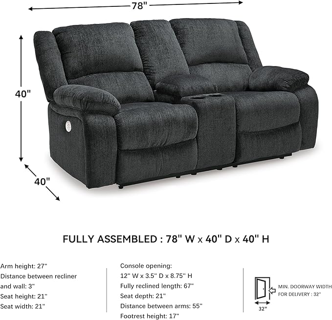 Signature Design by Ashley Draycoll Power Double Reclining Loveseat - Image 3