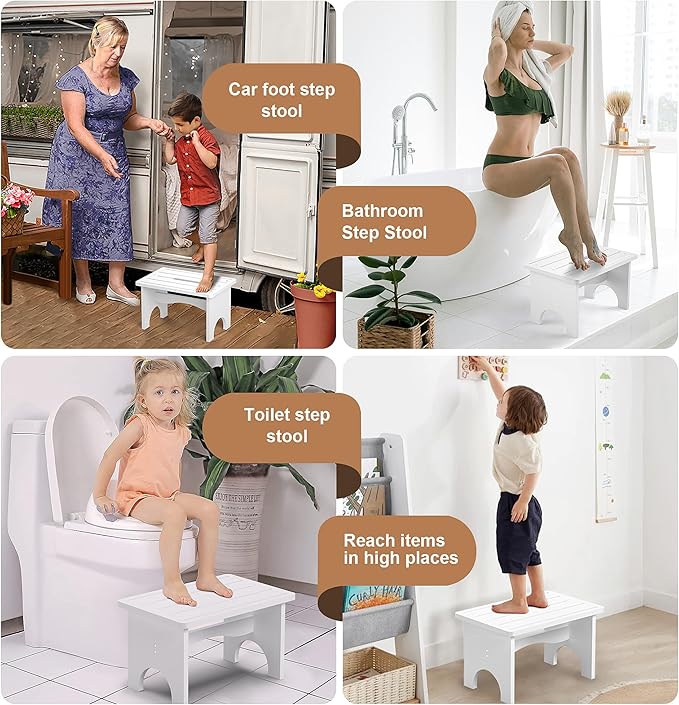 Wooden Step Stool for Adults, Heavy Duty One Step Bedside Stool - Image 5