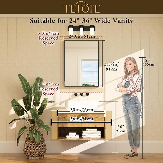 TETOTE Brushed Nickel Mirror for Bathroom Sink 24" x 32" Beveled Frame Brushed - Image 5