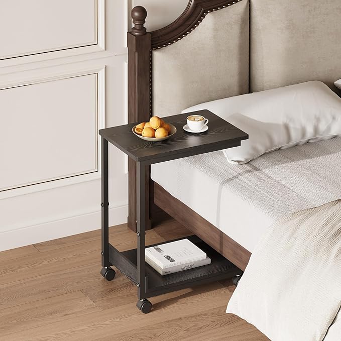 Side Table, C Table with 2-Tier Storage Shelf, End Table with Metal Frame - Image 4