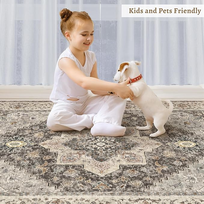 Tangsoo Washable Rug 4x6 Area Rug, Vintage Rug Indoor - Image 9