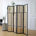 4 Panel Room Divider Screen and Folding Panel Screen, Double Sided Rattan by Furnnylane